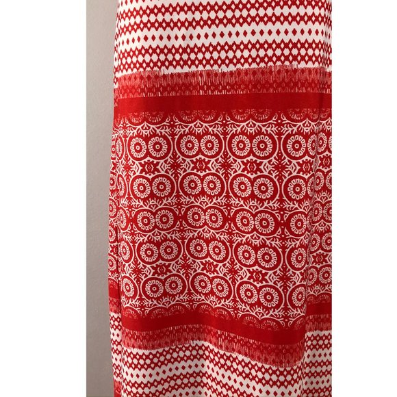 EMMA & MICHELE Maxi Dress Size Medium Red White Print Cut Out Back Knit Summer - Picture 3 of 7